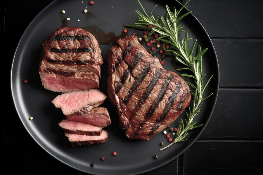 grass-fed 30 day dry aged rib-eye steak